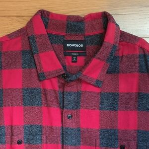 Bonobos Men's Plaid Shirt in Red and Black